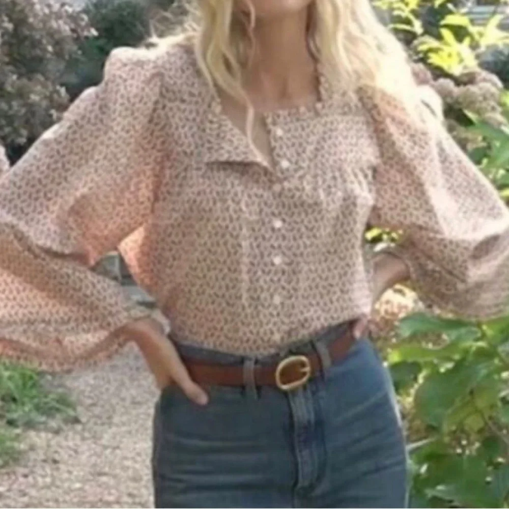 DOEN Lunaria Top in Cream Winter Ditsy Floral Print size S - Picture 2 of 7